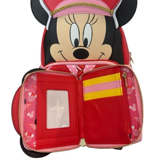 COPY - Loungefly Disney Minnie Mouse Pilot Cosplay Mini Backpack, Wallet set NWT - Picture 5 of 8